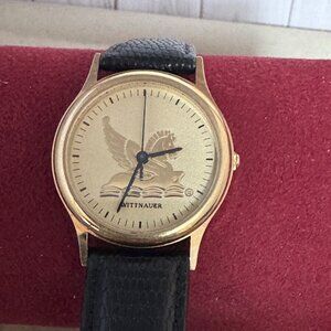 Vintage Wittnauer Pegasus Watch Black Leather Strap